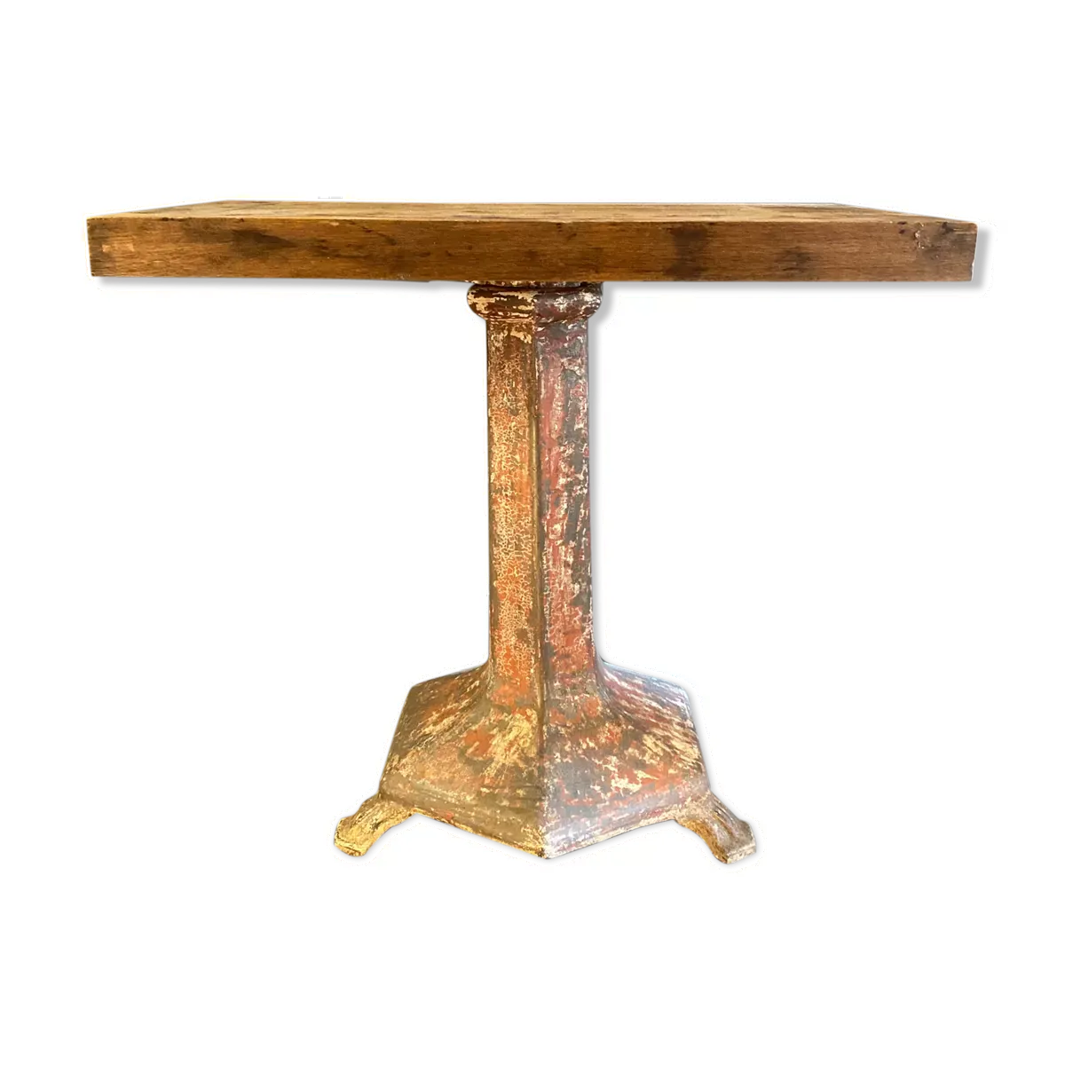 Console industrielle fonte et plateau chêne