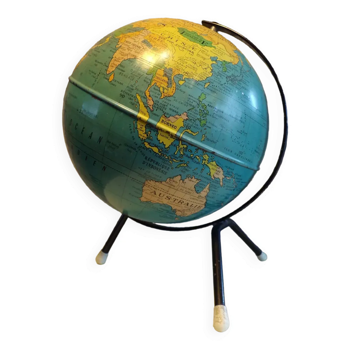 Globe terrestre Taride vintage en tôle années 1960