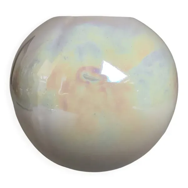 Vase boule blanc irisé