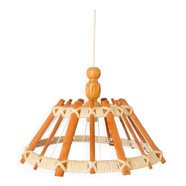 Suspension scandinave en bois et corde, 1960