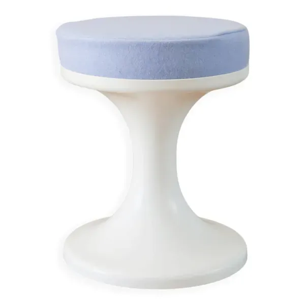 Tabouret tulipe en Plastique et Laine, Baby Blue, Design Space Age, 1970