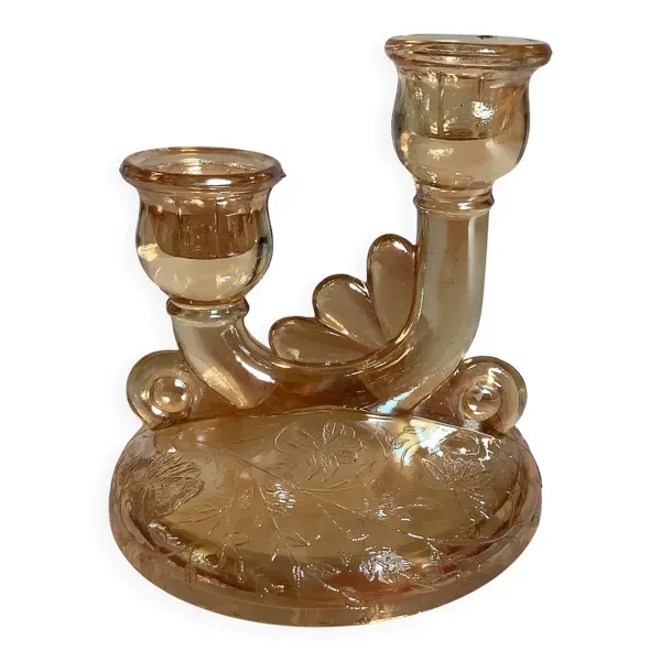 Double bougeoir jaune irisé marigold carnival