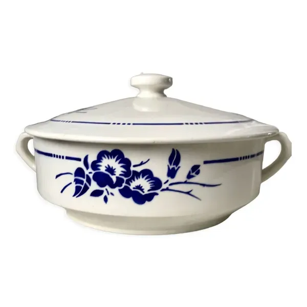 Soupière Saint-Amand fleurs bleues années 30-40