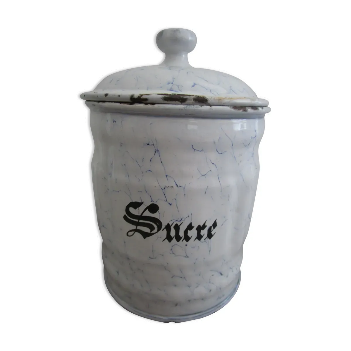 Pot tôle émaillée vintage ''Sucre