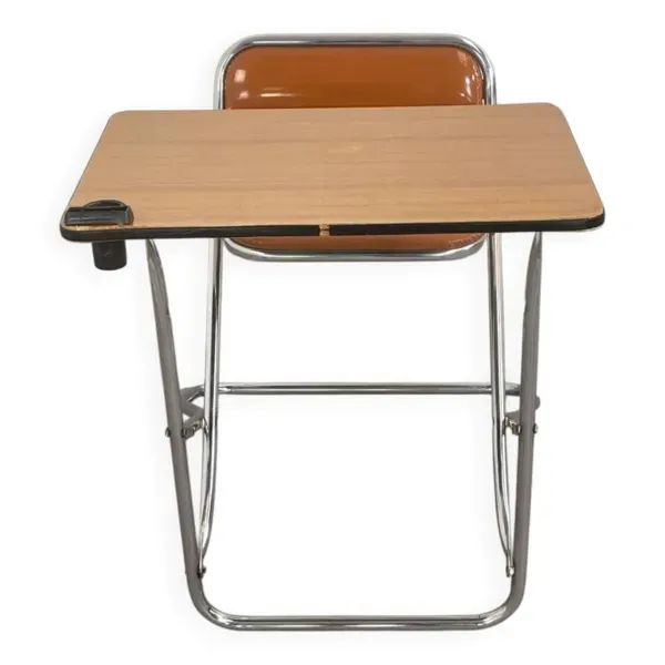 Pupitre pliable écolier vintage assise en similicuir