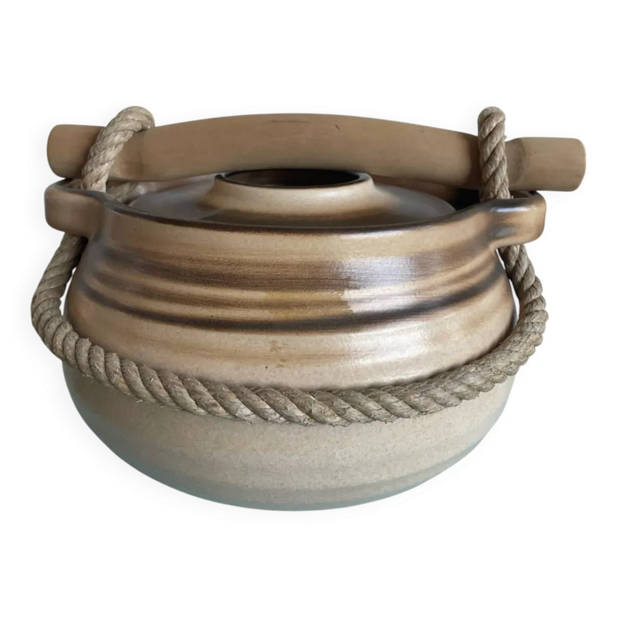 Soupière encordée en Grès  les potiers de L’Abbaye Salins les Bains