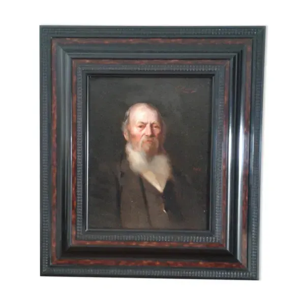 Tableau Ancien huile sur toile, vieil homme XIXeme