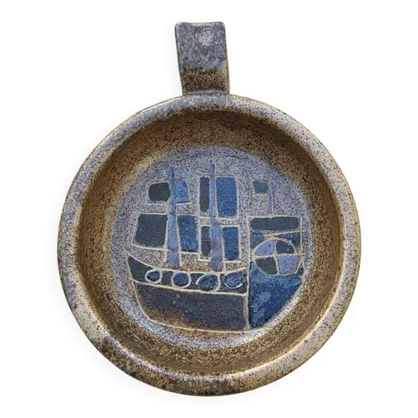 Coupelle en grès pyrité ''Le Bateau'' - Les Argonautes, Vallauris