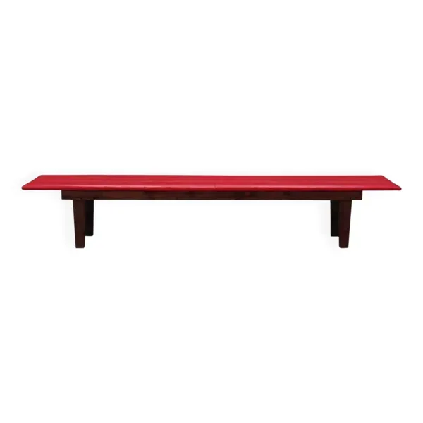 Banc en cuir écologique rouge, design danois, années 1990, production : Danemark