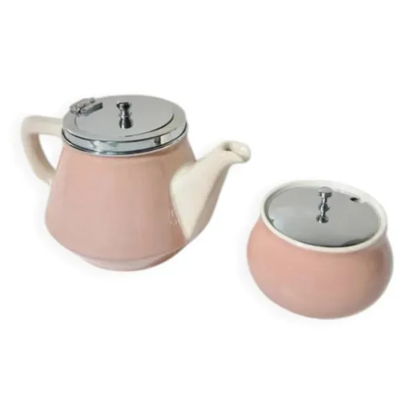 Théière et sucrier vintage Villeroy & Boch rose poudré