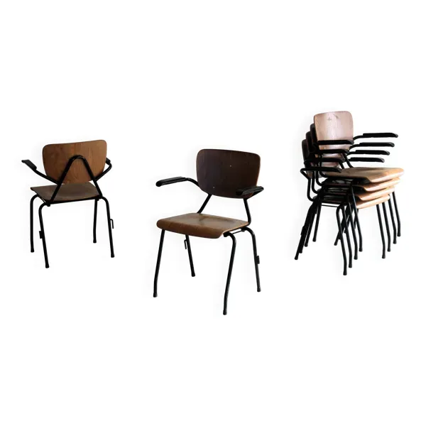 ensemble de 6 chaises de salle à manger industrielles