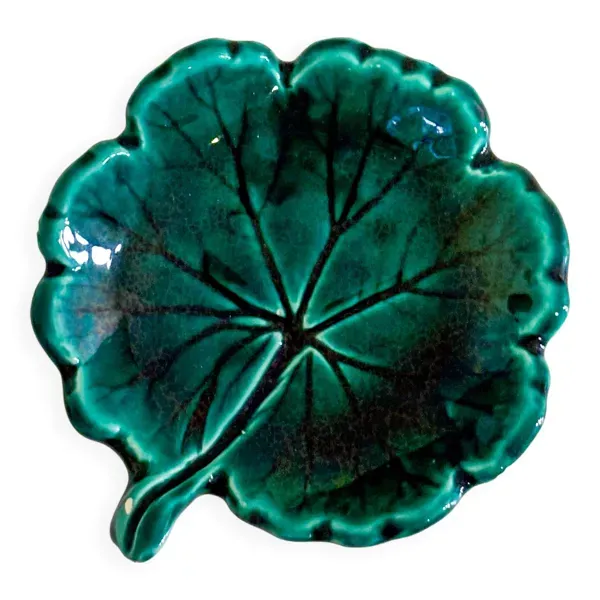 Vide-poche en barbotine feuille verte, 1960