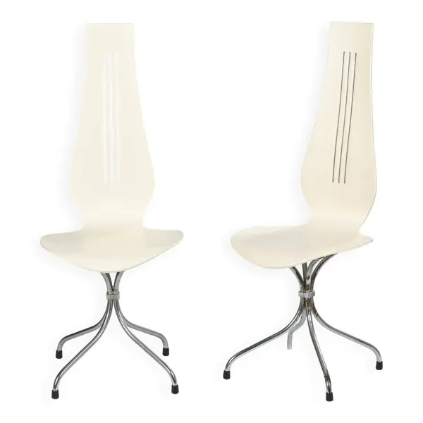 Paire de chaises M352 Lyre en contreplaqué moulé, Theo Häberli, 1968