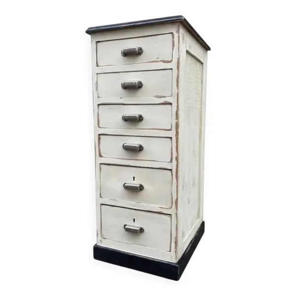 Meuble tiroirs chiffonnier industriel sapin 1950
