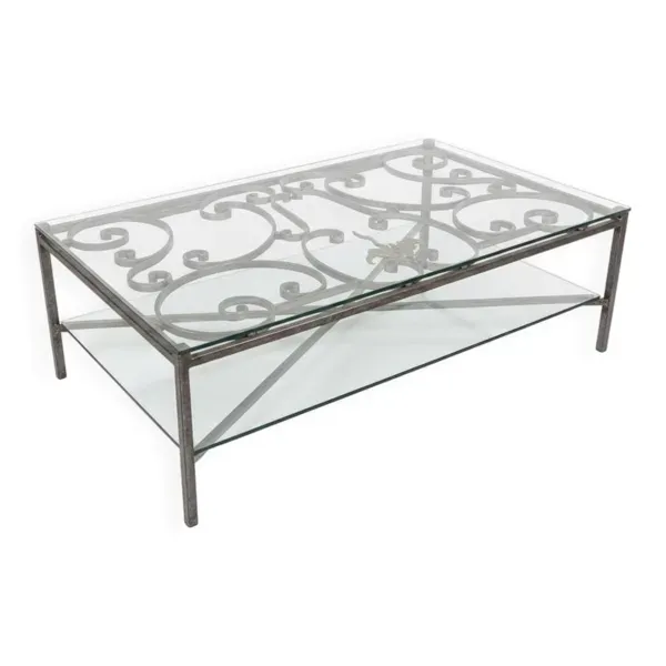 Table basse en fer forgé – Ancienne rambarde de balcon parisien