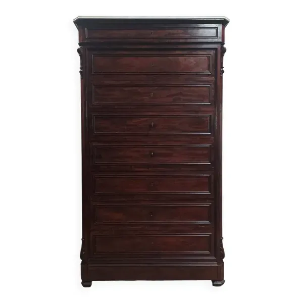 Grand meuble de métier 8 tiroirs en acajou époque Napoléon III