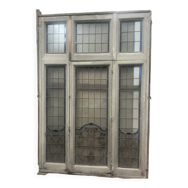 Fenêtre a imposte en vitrail Art Déco vers 1900 XX siècle
