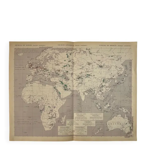 Sources d’énergie — Ancien continent   Carte thématique originale