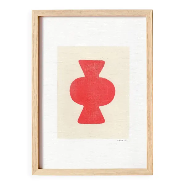 Peinture abstraite sur papier col.rouge primaire signée Eawy