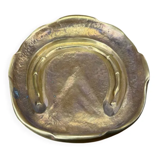 Vide poche bronze massif brutaliste fer à cheval vintage déco