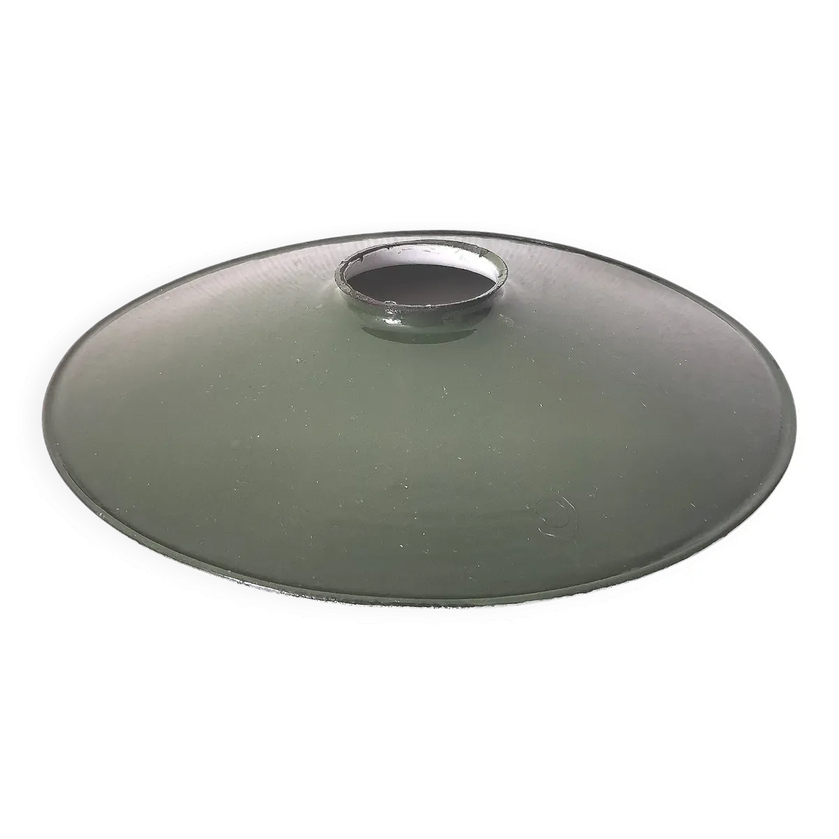 abat jour en métal émaillé , décor industriel vert foncé