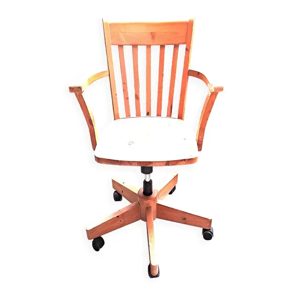 Chaise Bureau réglable bois clair vernissé 1980 . chaise vendue à l'unité
