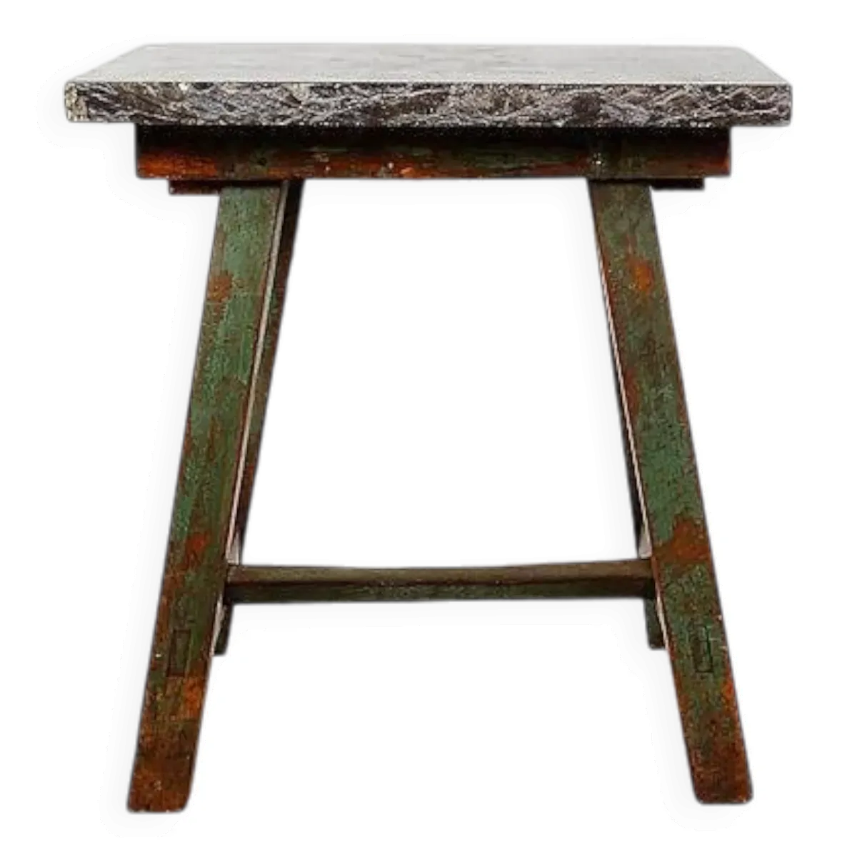 Industrial Console/table bluestone top and green weathered wood