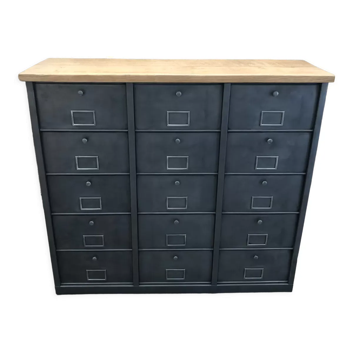 Meuble de rangement industriel Vandex Ronéo 15 clapets bois métal
