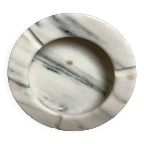 Cendrier vide poche marbre gris blanc