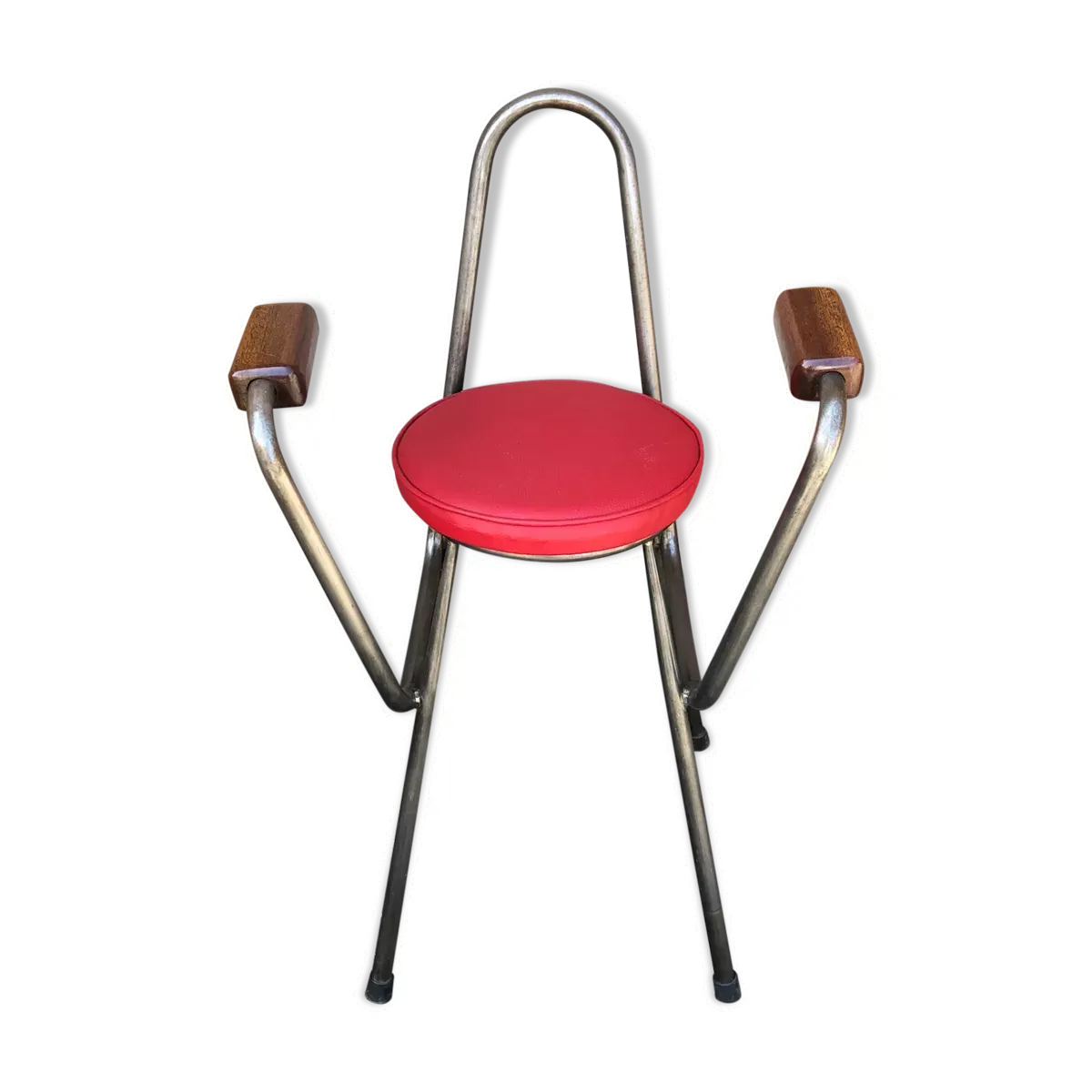 Chaise de bar en métal et skaï industriel années 70