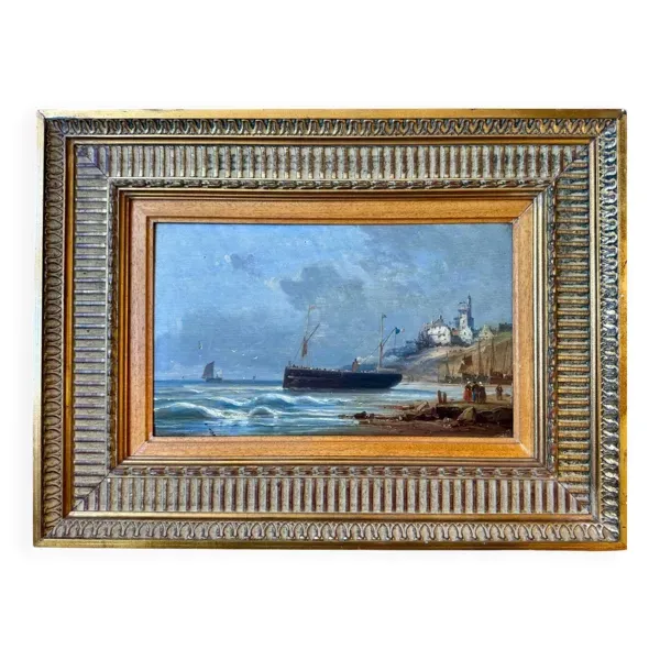 Tableau, Marine sur la côte d’Opale XIX siècle