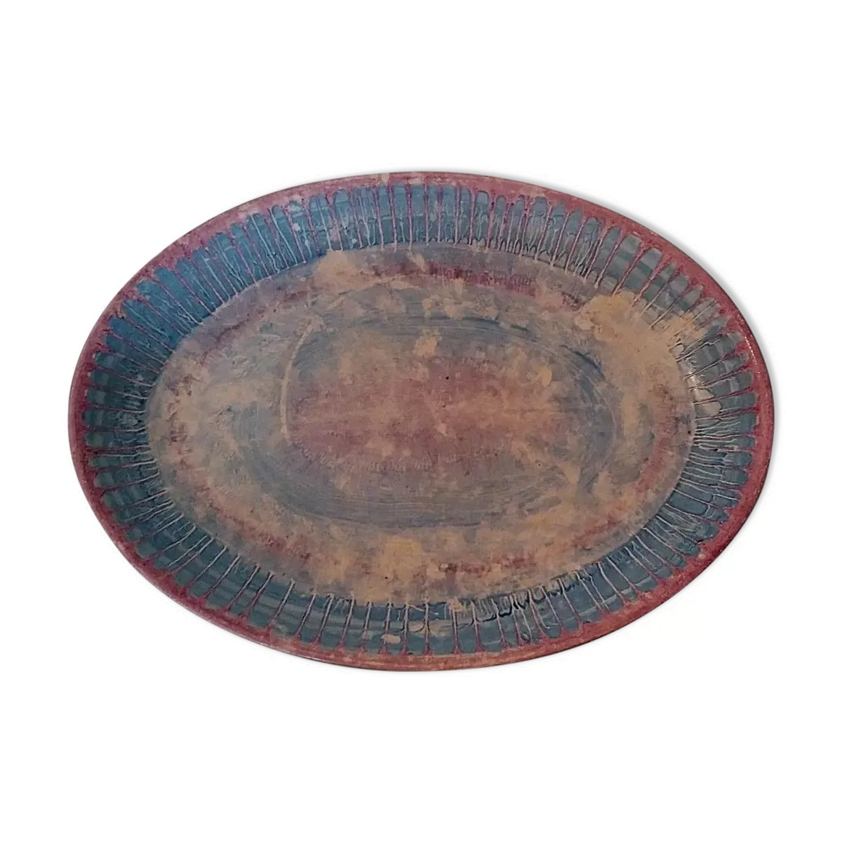 Plat ovale vintage faïence Industria Argentina Haretord signé