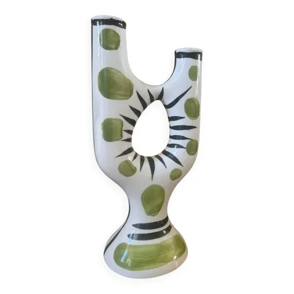 REVERNAY. Vase sculpture barbotine 1970’s h 25cm