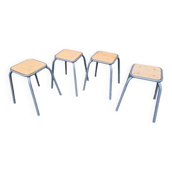 4 tabourets en bois et métal