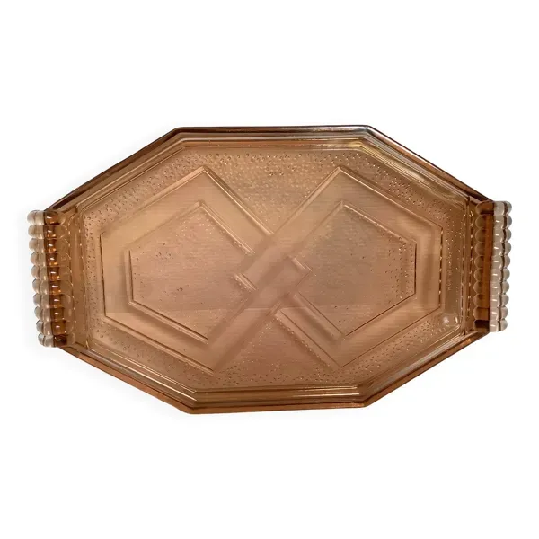 Plat plateau en verre rose style Rosaline C