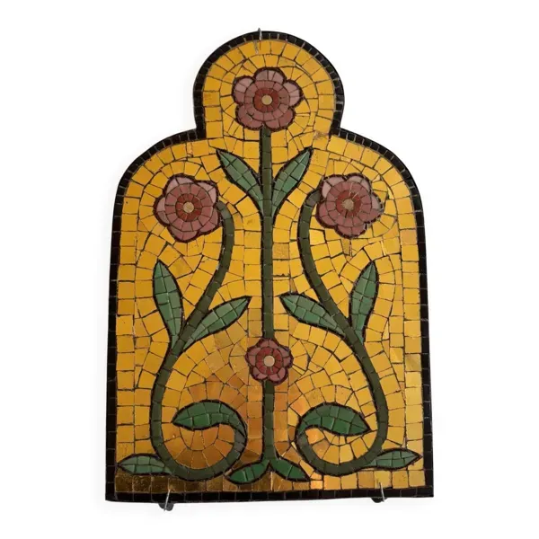 Plaque murale en mosaïque florale, vers 1900