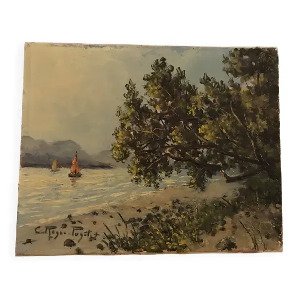 Peinture Huile sur toile- Marine par Claude Roger Puget (1911-2002)