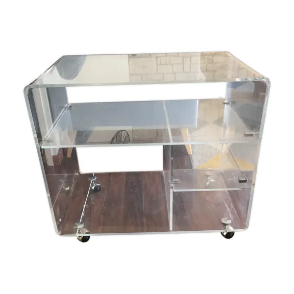 Meuble tv designer David Lange Plexiglas vintage