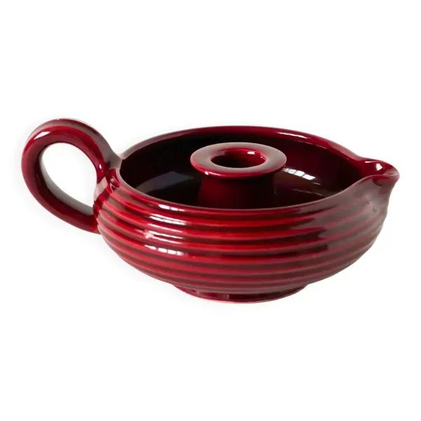 Grand bougeoir en céramique, Bordeaux, signé Vallauris, 1970