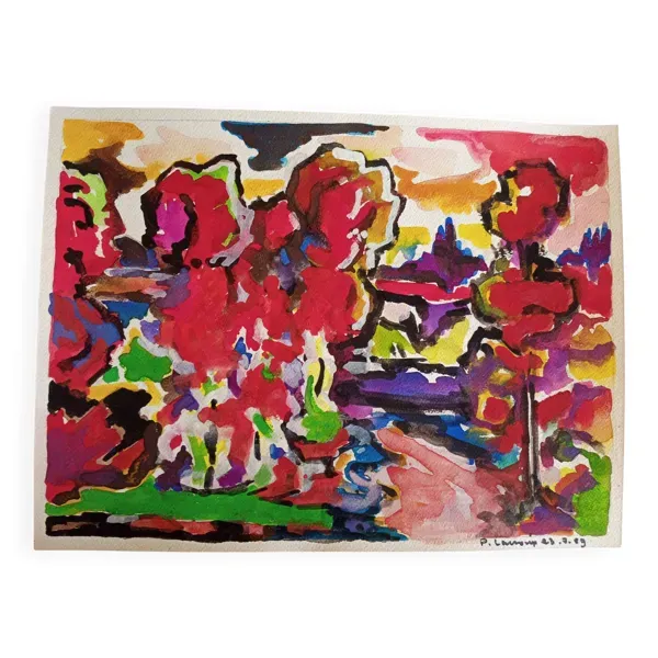 pierre Lacroux (1909- 1993) Gouache sur papier 24 x 32 cm - de 1989 - (281)