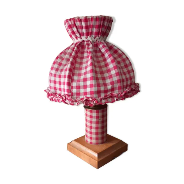 Lampe à poser rustique abat- jour vichy cottagecore
