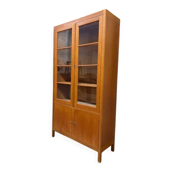 Vitrine XL vintage haute en bois / armoire / armoire de laboratoire