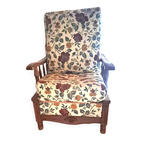 Fauteuil Tissu et bois confort relax 1950