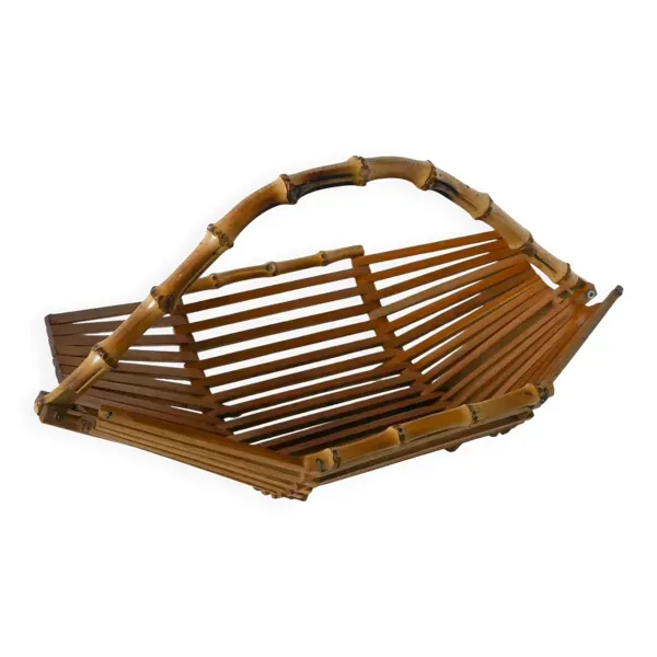 Panière en bambou et teck, design, 1960