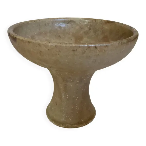 Bougeoir forme calice céramique beige
