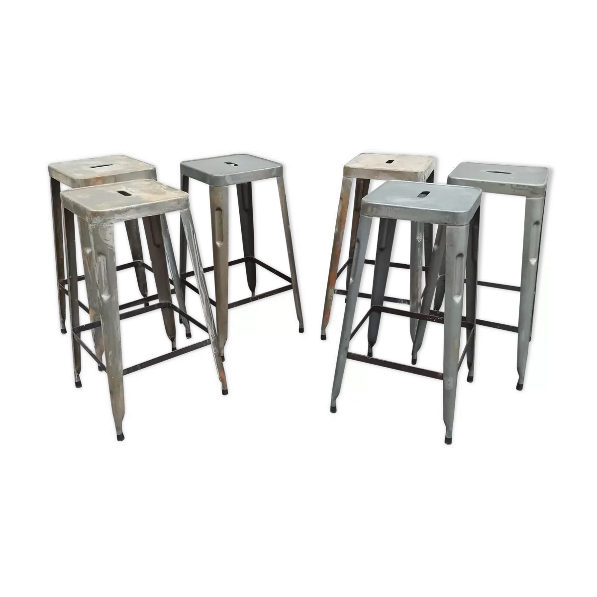 Lot de 6 tabourets en métal