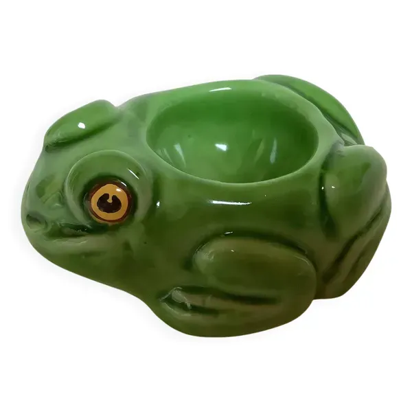 Coquetier grenouille en céramique verte