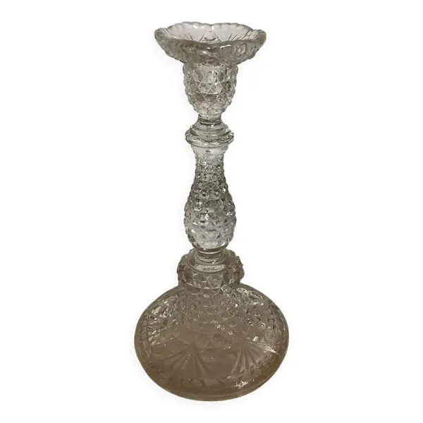 Ancien bougeoir pointes de diamant verrerie sailmont