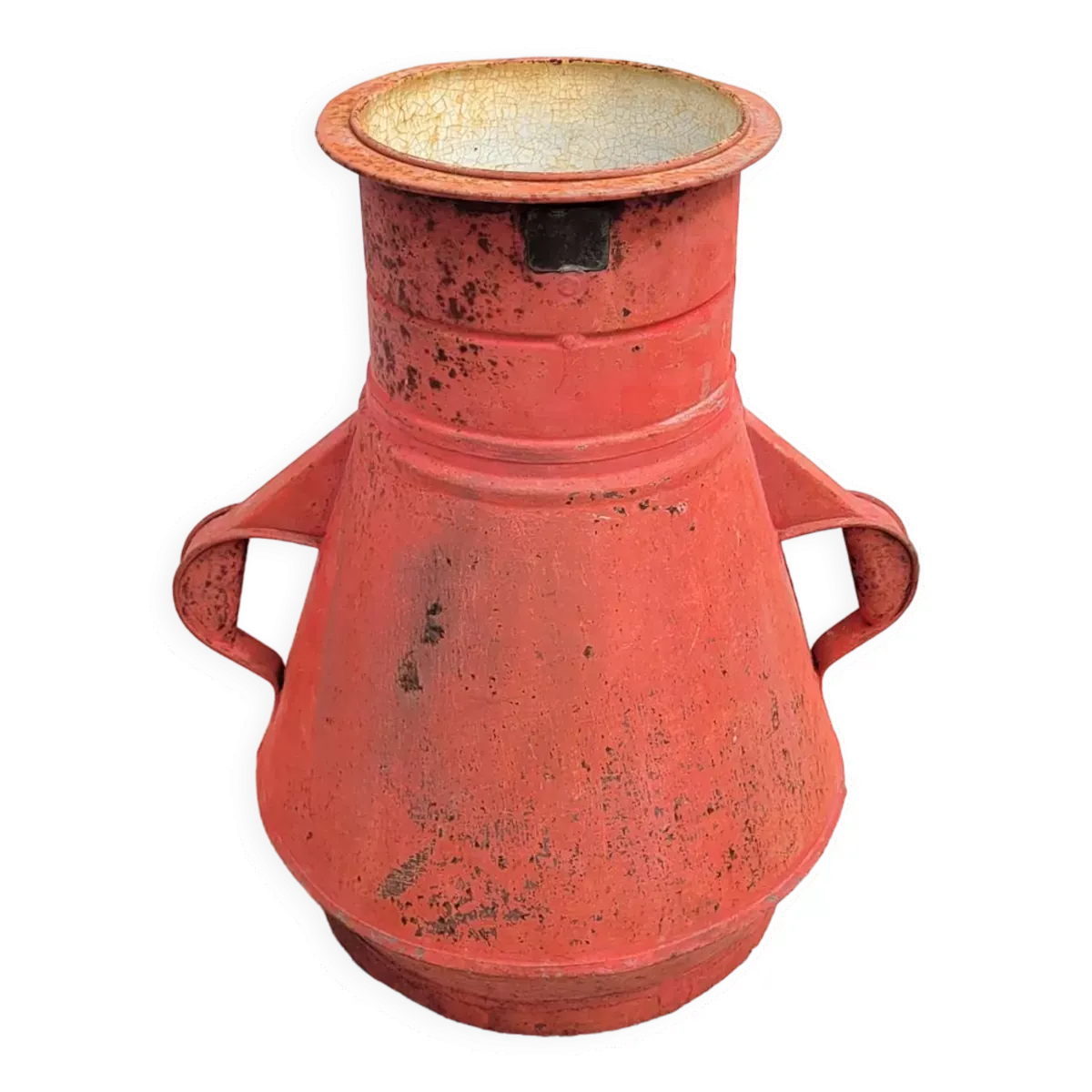 Grande amphore vase ancien tôle émaillée