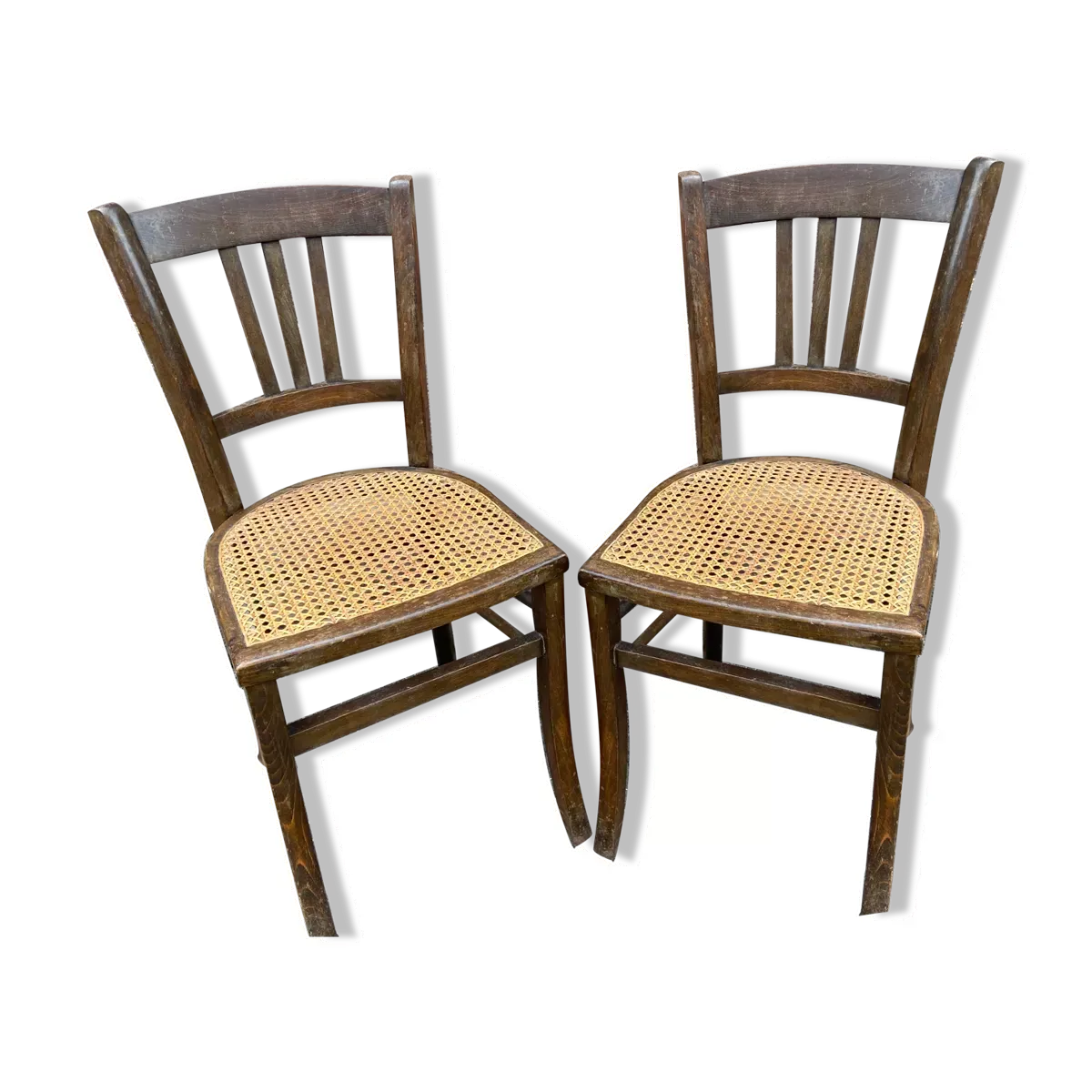 Paire de chaises bistrot paysanne vintage 1930